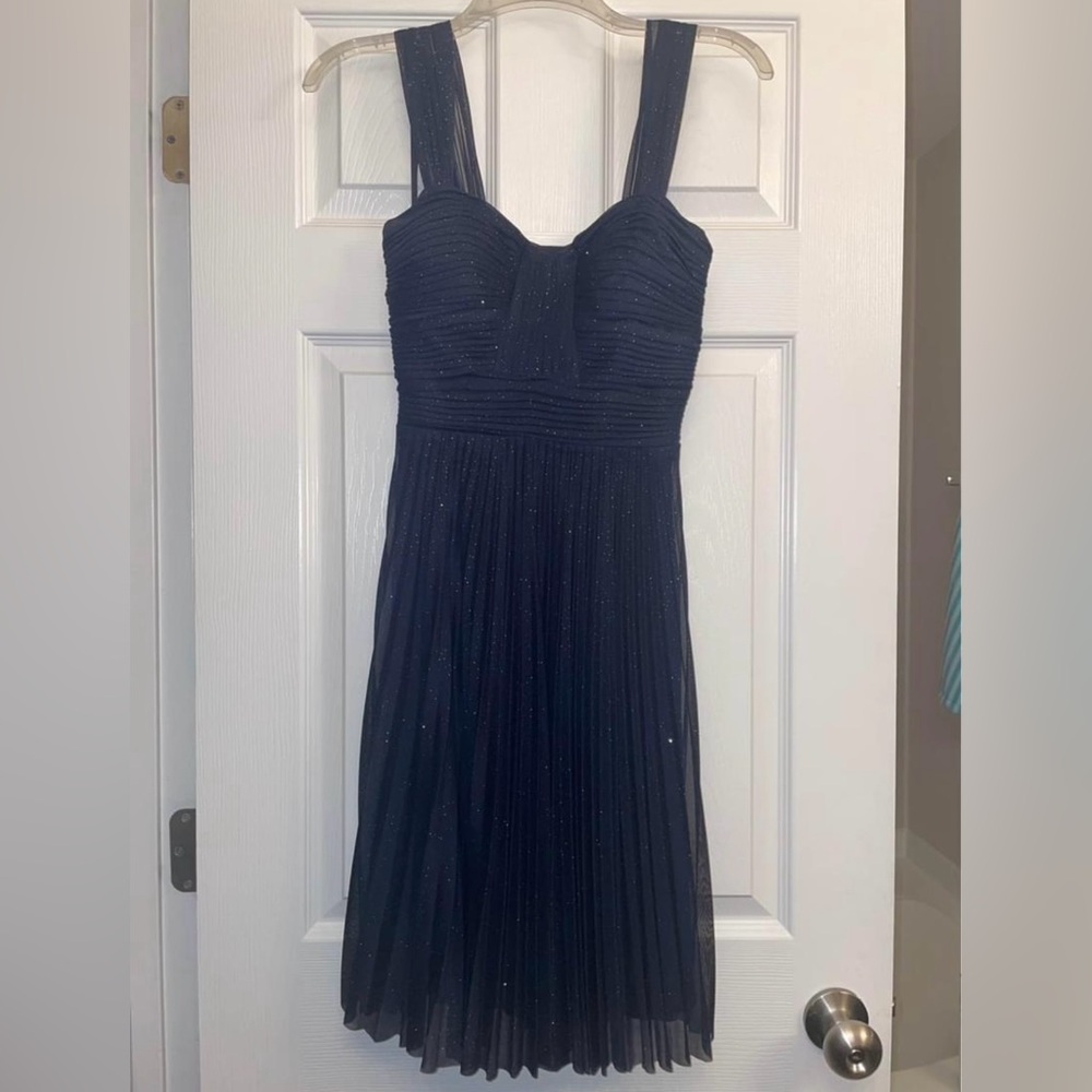 Cache Navy & Gold Shimmer Dress